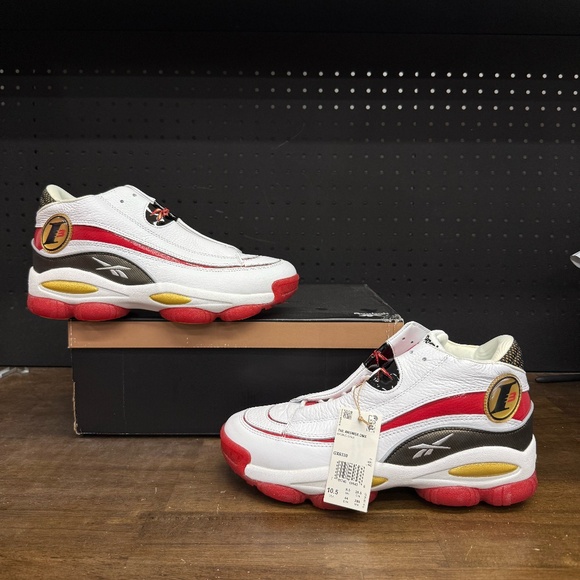 New W/ Box! Men's Reebok Allen Iverson The Answer DMX White Red Gold Size 10.5 - Picture 1 of 6
